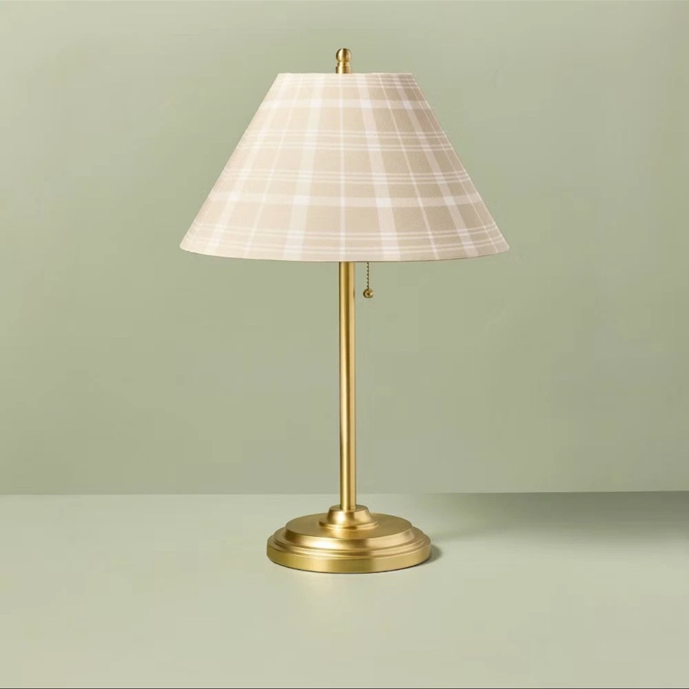 23" Brass Accent Table Lamp with Classic Plaid Shade Hearth&Hand™ with Magnolia